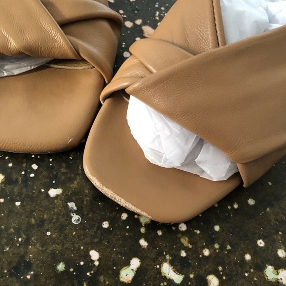 RAYE Tabby Heels Tan Brown Leather Slides Revolve 6 $158 - Picture 7 of 9